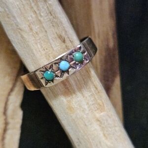 Edwardian 10K Rose Gold Turquoise Ring